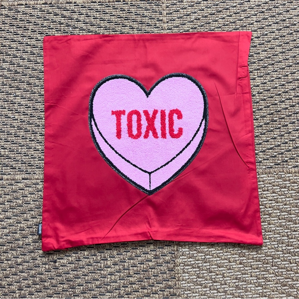 Toxic Heart Throw Pillow Cover 18x18 Red